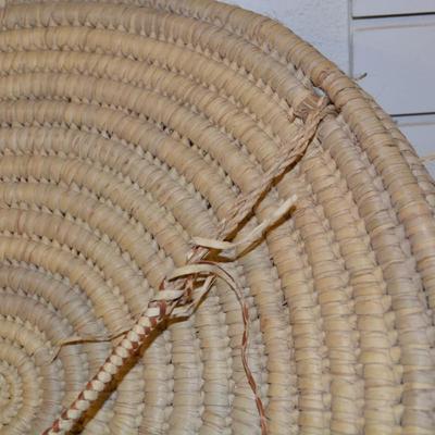 1990's Doum Palm Hand Woven Basket and Lid NW Kenya