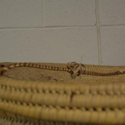 1990's Doum Palm Hand Woven Basket and Lid NW Kenya
