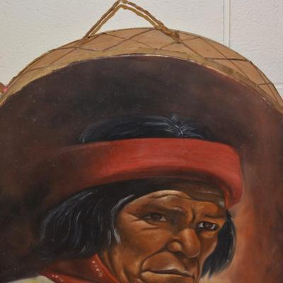 Hand Painted Tarahumara Signed Drum 23.25"