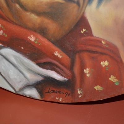 Hand Painted Tarahumara Signed Drum 23.25"