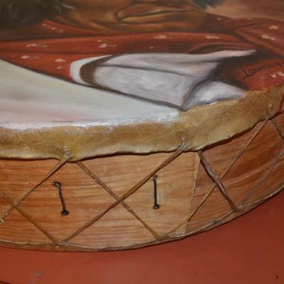 Hand Painted Tarahumara Signed Drum 23.25"