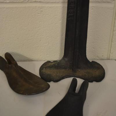Antique Cast Iron Cobbler Shoe Stand & Molds JERSEY