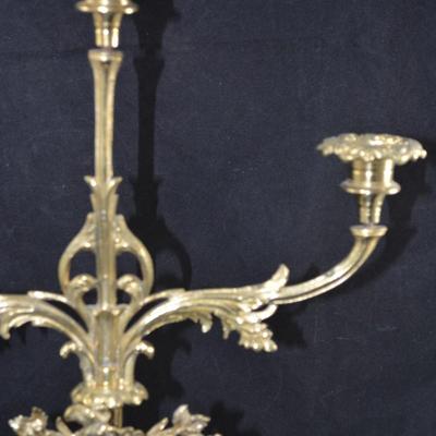 Antique Ornate Figural Gold Girandole Candelabra Renaissance Design with Marble Base