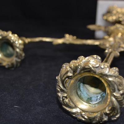 Antique Ornate Figural Gold Girandole Candelabra Renaissance Design with Marble Base
