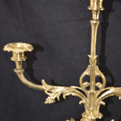 Antique Ornate Figural Gold Girandole Candelabra Renaissance Design with Marble Base