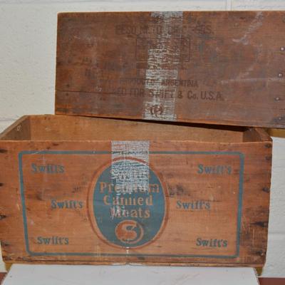 "Premium Canned Meats" Antique Swift's Wooden Crate AS IS