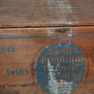 "Premium Canned Meats" Antique Swift's Wooden Crate AS IS