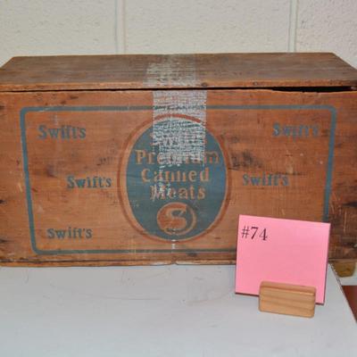 "Premium Canned Meats" Antique Swift's Wooden Crate AS IS