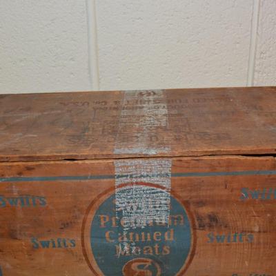 "Premium Canned Meats" Antique Swift's Wooden Crate AS IS