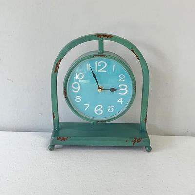 Blue Rustic Metal Arch Table Clock