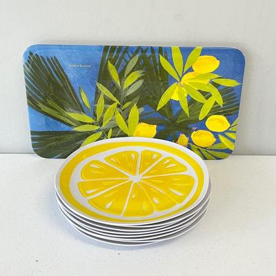 Summer Melamine Lemon Dishes & Serving Tray