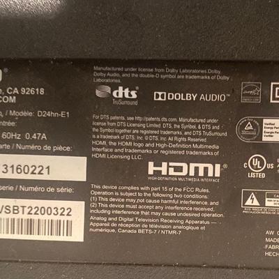 Vizio 24â€ TV Hang Only No Stand