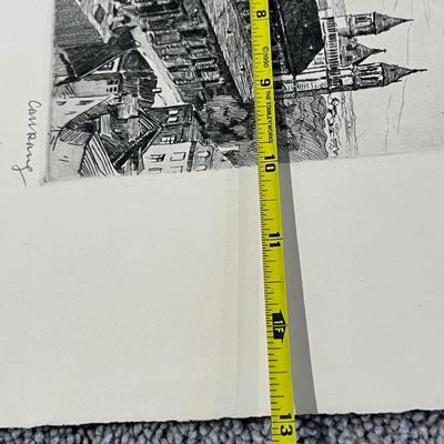 2 Antique German Etchings Signed Originals
