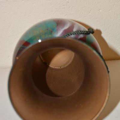 Abstract Metallic Art Glass Vase 11" Tall