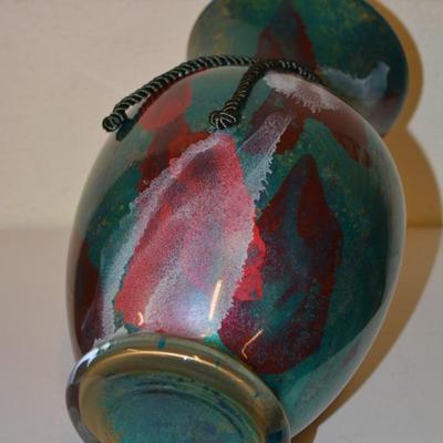 Abstract Metallic Art Glass Vase 11