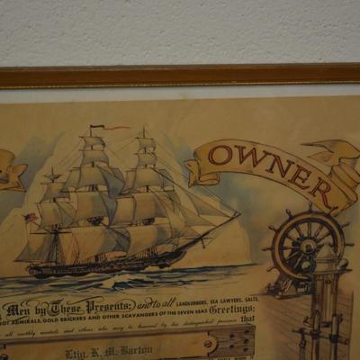 1963 U.S. Navy U.S.S. Dale Captain R.R. Crutchfield Plank Owner Certificate