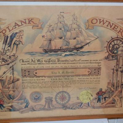 1963 U.S. Navy U.S.S. Dale Captain R.R. Crutchfield Plank Owner Certificate