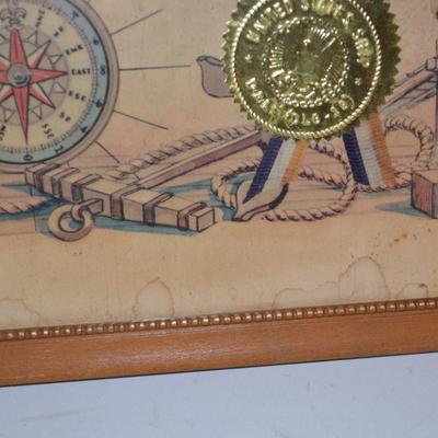 1963 U.S. Navy U.S.S. Dale Captain R.R. Crutchfield Plank Owner Certificate