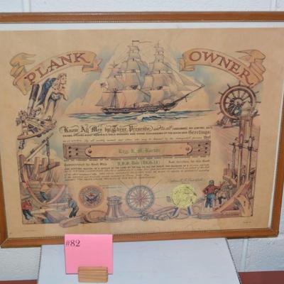 1963 U.S. Navy U.S.S. Dale Captain R.R. Crutchfield Plank Owner Certificate