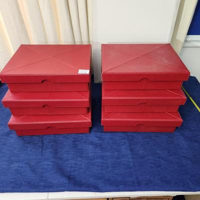 6 Leather covered Lined Letter size Storage Boxes 12x10x3