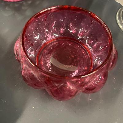 Lot of Cranberry & Clear Glass