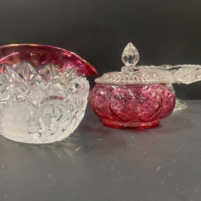 Lot of Cranberry & Clear Glass