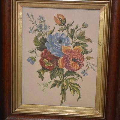 Vintage Framed Floral Bouquet Lithograph 15.25"X12.75"