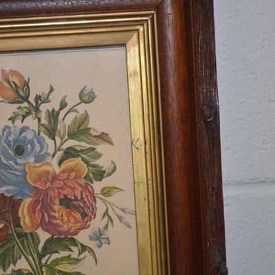 Vintage Framed Floral Bouquet Lithograph 15.25"X12.75"
