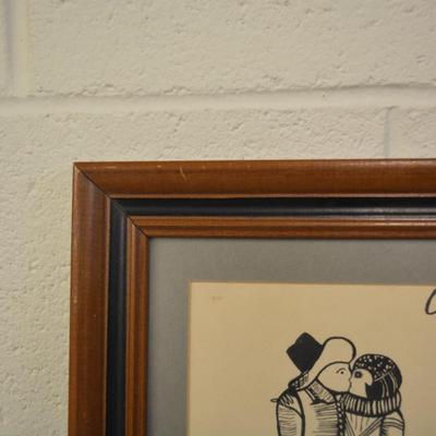 Framed & Matted Reproduction Kissing Couple from "Impresses Quaint" (1889)