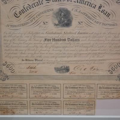 Collectable Confederate State of America Loan Bond Certificate from Richmond, VA (1861)