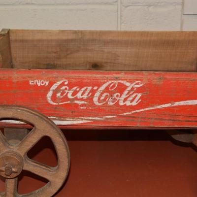 Vintage Wooden Coca Cola Crate Wagon AS IS