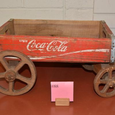 Vintage Wooden Coca Cola Crate Wagon AS IS