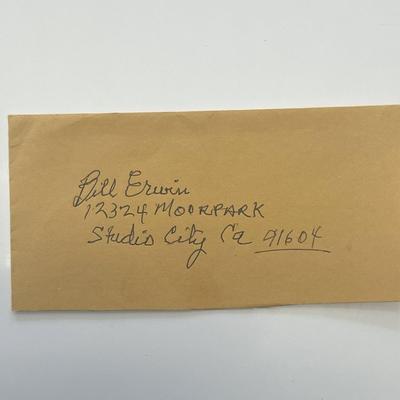 Bill Erwin addressed letter 
