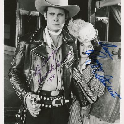 Sunset Carson and Peggy Stewart signed movie still photo