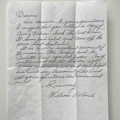 WWII USAAF 2nd Lt. William Birch signed letter