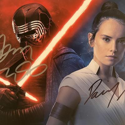Star Wars Daisy Ridley Adam Driver signed movie photo