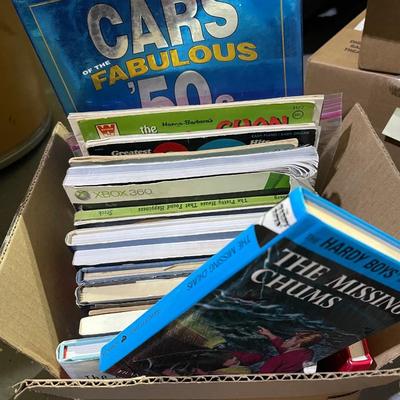 One box of books, Halo, Cars of the 50s