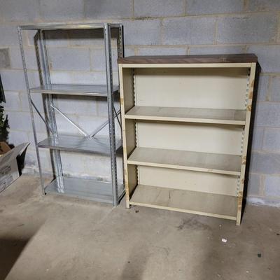 Two Metal Shelving Units and a Metal Cabinet (BS2-DW)