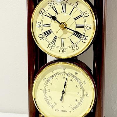 Solid Wood 17â€ Tall Table Clock/Thermometer