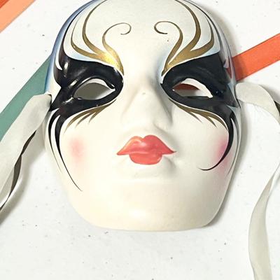 Painted Porcelain Mardi Gras Mask Wall Decor