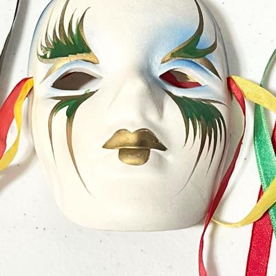 Painted Porcelain Mardi Gras Mask Wall Decor