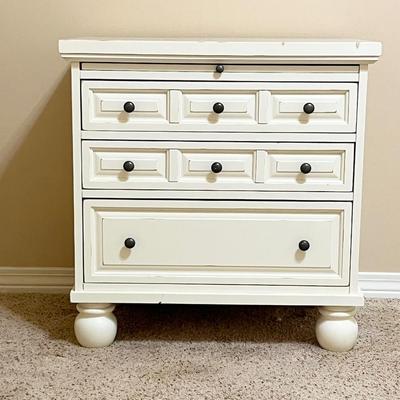 PIER 1 IMPORTS ~ Antique White Rustic Solid Wood Nightstand ~ *Read Details