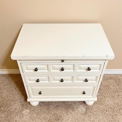 PIER 1 IMPORTS ~ Antique White Rustic Solid Wood Nightstand ~ *Read Details