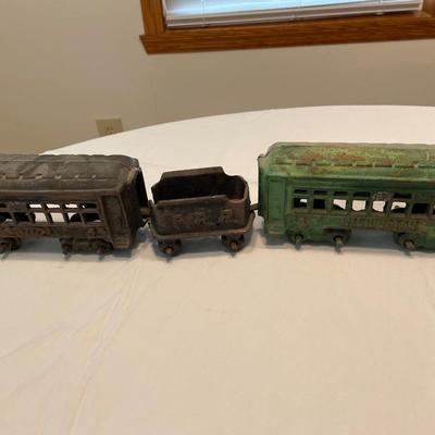 Vintage cast iron train set