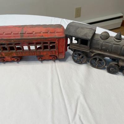 Vintage cast iron train set
