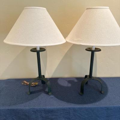 Lot 604 Pair of metal table lamps