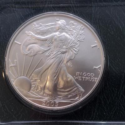 2005 Silver Uncirculated American Eagle $1 Coin in Littleton Co. Sealed Press Package (#43)