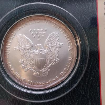 2005 Silver Uncirculated American Eagle $1 Coin in Littleton Co. Sealed Press Package (#45)