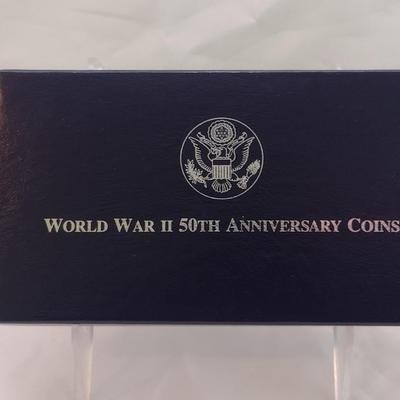 1991-1995 U.S. Mint WWII 50th Anniversary Two-Coin Proof Set Silver Dollar and Clad Half-Dollar (#52)