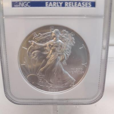 2008 American Silver Eagle $1 Coin Early Release Gem Uncirculated in NGC Sealed Press Packet (#62)